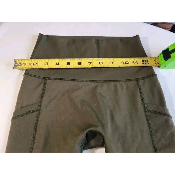 Aerie Offline Goals Hi Rise Long Inseam Olive Green Leggings With Pockets Sz XS - Picture 5 of 10